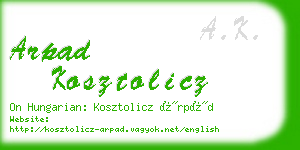 arpad kosztolicz business card